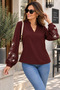 Timeless Elegance Women's V-Neck Collar Sleeves Floral Pattern Long Sleeve Stylish Viscose Blouse - 3