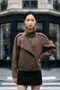 Women's Brown Leopard Print Lined Biker Gabardine Coat Yy101422 - 3
