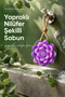 Leafy Purple Water Lily Shaped Solid Soap 9.5 X 3.5 cm Hangable Decorative Bath Hand Soap