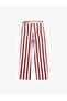 Cotton Regular Fit Regular Waist Pocketed Straight Leg Gabardine Fabric Striped Trousers - 5