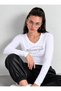 Women's Reserve Written Stone Print - Lycra Long Sleeve Body Tee Crop