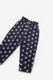 Navy Blue Star Patterned Girl's Gabardine Trousers - Prunella - 7