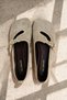 Axel Beige Women's Genuine Leather Suede Mary Jane Ballerina Shoes with Buckle and Trok Detail - 3