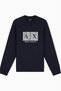Men's Regular Fit Long Sleeve Cotton Logo Patterned Navy Blue Sweatshirt - 4