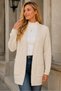 Women's Long Sleeve Open Front Pocket Hair Braided Casual Fit Stylish Daily Beige Knitwear Cardigan - 6