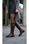 Women's Leather Look Zippered Short Heeled Below the Knee Winter Boots - 6