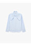 Buttoned Scarf Collar Tie Long Sleeve Shirt - 5