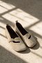 Axel Beige Women's Genuine Leather Suede Mary Jane Ballerina Shoes with Buckle and Trok Detail