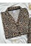 Women's Leopard Patterned Buttoned Long Sleeve Thermosoft Pajama Set - 7