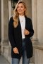 Women's Long Sleeve Open Front Pocket Hair Braided Casual Fit Stylish Daily Black Knitwear Cardigan - 7