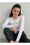 Women's Reserve Written Stone Print - Lycra Long Sleeve Body Tee Crop - 4