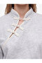 Embellished Buttoned Mandarin Collar Sweatshirt with Raised Comfortable Fit and Frog Closure - 4