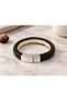 Ervanto Dark Brown Leather Men's Bracelet - Curved Band and Silver Clasp - 2