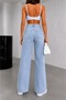 Bianca Women's Snow Wash Blue Lycra Super High Waist Loose Jeans Palazzo Trousers - 3