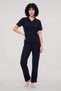 Women's Navy Blue Polo Collar Pajama Set - 2
