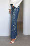 Premium Stone Embellished Detail Jeans - Blue - 3