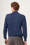 Indigo Half Turtleneck Diamond Pattern Comfort Fit Cotton Knitwear 1012265108 - 5