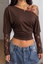 Bele Sitted Asymmetric Collar Loose Cut Sleeves Lace Detail Ruched Blouse G9656 - 3
