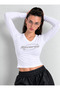 Women's Reserve Written Stone Print - Lycra Long Sleeve Body Tee Crop - 3