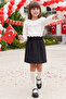 Girl's Bella Ecru Lace Blouse Black Skirt Top and Bottom Set October 29 Show Outfit - 2
