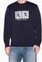 Men's Regular Fit Long Sleeve Cotton Logo Patterned Navy Blue Sweatshirt