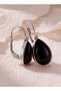 Black Agate Stone Steel Earrings - 3