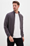 Ribbed Collar Zippered Regular Fit Jacket - 3