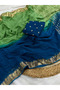 Blue & Green Shaded Georgette Saree with Patterned Blouse - FFT8630 | Blue & Green-Size-0 - 4