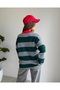 Striped Heart Embroidered Polo Collar Soft Sweater - 8