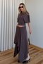 Brown Asymmetrical Modal Skirt Suit - 261024 - 3