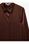Long Sleeve Classic Collar Buttoned Satin Shirt - 7