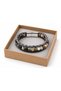 Lervano Stone Gray Leather Men's Bracelet - Mixed Natural Stone Beaded Weave - 2