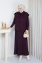 Women's Mercerized Knitwear Dress with Collar Brooch and Bolero - 4