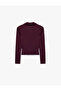 Double-Breasted Polo Collar Plum Color T-Shirt Comfortable Fit Long Sleeve Draped - 6