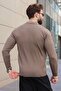 Light Brown Polo Collar Hair Knit Patterned Men's Knitwear Sweater E7519 - 3