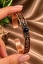 Women's Copper Bracelet Handcrafted Pure Copper Oval Star Dust Natural Stone Women's Copper Adjustable Bracelet - 4