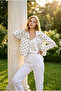 Women's White Black Polka Dot Unlined Gabardine Short Coat Yy101423 - 2