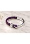 Serlano Violetarc Purple Leather Men's Bracelet - Silver Tone Half Metal Mesh - 3