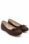 Taarus Women's Satin Brown Patent Leather Bowknot Ballerina Flat Sole Comfortable Daily Shoes - 3