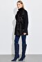 Knitted sleeve detail suede coat black - 3
