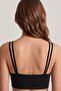 Women's Black Modal Lace Double Strap Bralet - 3
