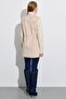 Knitted sleeve detail suede coat beige - 4
