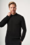 Black Turtleneck Long Sleeve Knitted Comfort Fit Cotton Sweater 1012265001 - 2