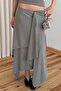 Khaki Asymmetrical Modal Skirt Set - 261024 - 6