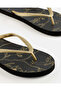 Women Black And Gold Foil Printed Flip Flops - 3