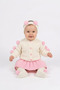 Baby Girl Pompom Detailed 4-Piece Combination Set Knitwear Cardigan Skirt Hair Band Socks - 4