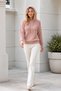 Women's Long Sleeve Hooded Lace-Up Textured Relaxed Fit Casual Stylish Powder Knitwear Sweater - 7