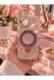 iPhone 15 Compatible Premium Stone Glossy Pearlescent Case with Stand – Camera Frame, Stylish Design, Shock Absorbing