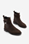 Women's Elastic Ankle-Removable Belt Buckle Double-Faced Casual Boots Apade Brown Suede - 5