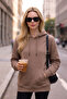 Women's Winter 3-Strand Fleece Hooded Oversize Sweatshirt with Kangaroo Pocket - 2